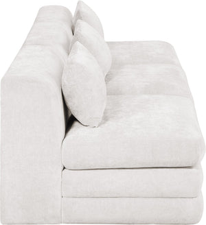 Meridian Furniture Stellar Three Piece Modular Sofa Plush Chenille Upholstery Open Living Room Anchor 608Cream-S114A
