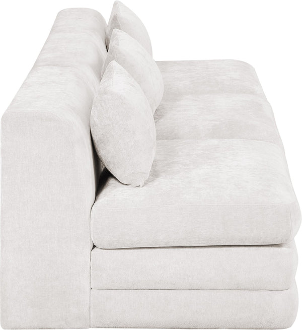 Meridian Furniture Stellar Three Piece Modular Sofa Plush Chenille Upholstery Open Living Room Anchor 608Cream-S114A