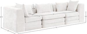 Meridian Furniture Stellar Three Piece Modular Sofa Plush Chenille Upholstery for Open Living Rooms 608Cream-S114B
