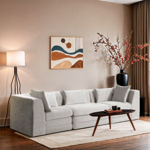 Meridian Furniture Stellar Three Piece Modular Sofa Plush Chenille Upholstery for Open Living Rooms 608Cream-S114B