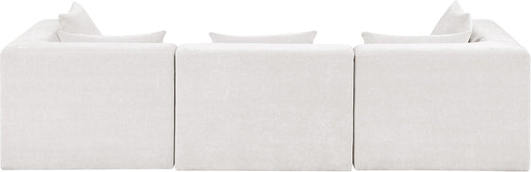Meridian Furniture Stellar Three Piece Modular Sofa Plush Chenille Upholstery for Open Living Rooms 608Cream-S114B