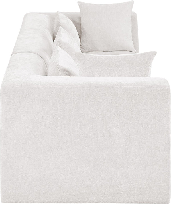 Meridian Furniture Stellar Three Piece Modular Sofa Plush Chenille Upholstery for Open Living Rooms 608Cream-S114B