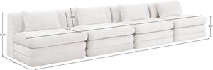Meridian Furniture Stellar Four Piece Modular Sofa in Plush Chenille for Open Concept Living Rooms 608Cream-S152A