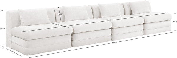 Meridian Furniture Stellar Four Piece Modular Sofa in Plush Chenille for Open Concept Living Rooms 608Cream-S152A