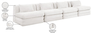 Meridian Furniture Stellar Four Piece Modular Sofa in Plush Chenille for Open Concept Living Rooms 608Cream-S152A