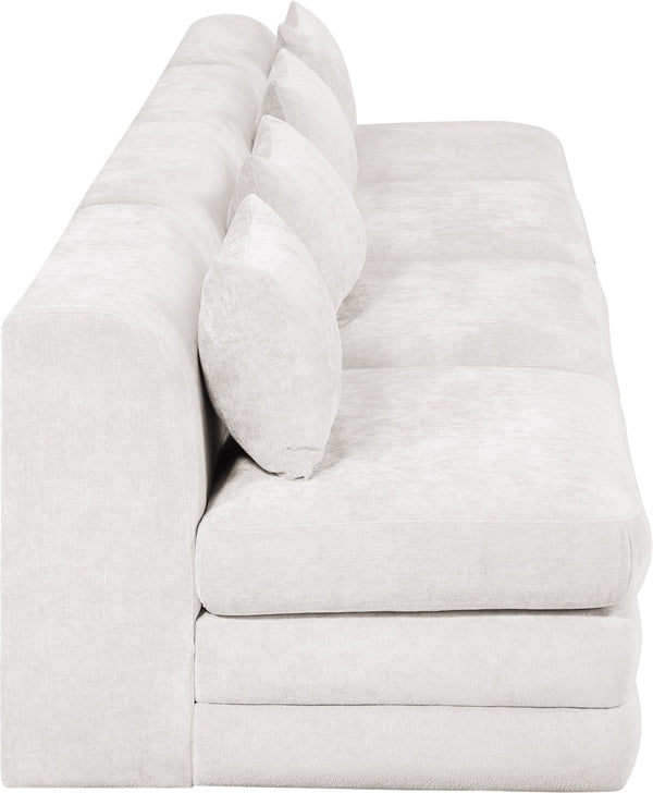 Meridian Furniture Stellar Four Piece Modular Sofa in Plush Chenille for Open Concept Living Rooms 608Cream-S152A