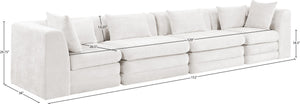 Meridian Furniture Stellar Four Piece Modular Sofa Plush Chenille Upholstery Open Living Room 608Cream-S152B