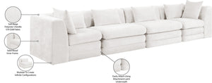 Meridian Furniture Stellar Four Piece Modular Sofa Plush Chenille Upholstery Open Living Room 608Cream-S152B