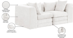 Meridian Furniture Stellar Modular Two Piece Sofa with Dense Chenille Upholstery for Modern Living Rooms 608Cream-S76B