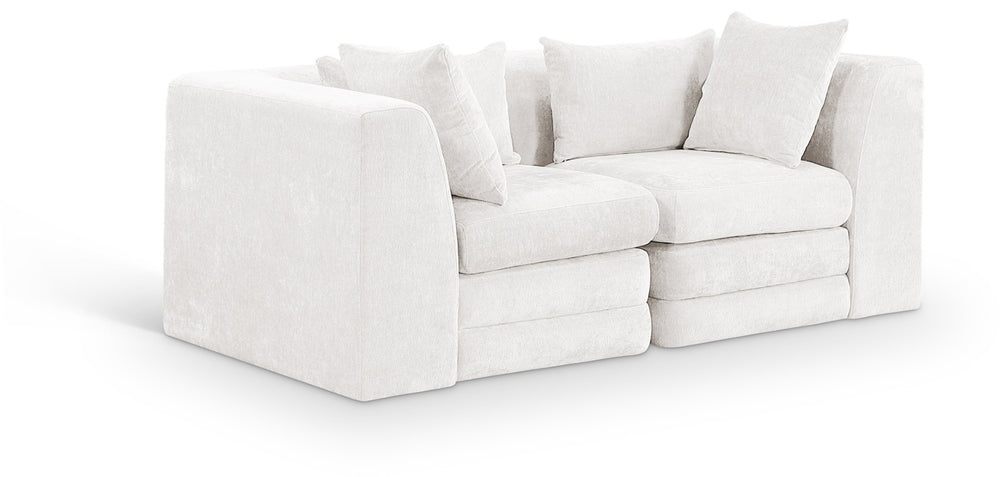 Meridian Furniture Stellar Modular Two Piece Sofa with Dense Chenille Upholstery for Modern Living Rooms 608Cream-S76B