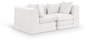 Meridian Furniture Stellar Modular Two Piece Sofa with Dense Chenille Upholstery for Modern Living Rooms 608Cream-S76B