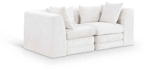 Meridian Furniture Stellar Modular Two Piece Sofa with Dense Chenille Upholstery for Modern Living Rooms 608Cream-S76B