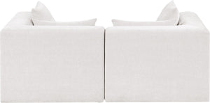 Meridian Furniture Stellar Modular Two Piece Sofa with Dense Chenille Upholstery for Modern Living Rooms 608Cream-S76B
