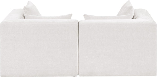 Meridian Furniture Stellar Modular Two Piece Sofa with Dense Chenille Upholstery for Modern Living Rooms 608Cream-S76B