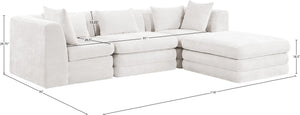 Meridian Furniture Stellar Four Piece Modular Sectional Soft Chenille Upholstery for Open Living Rooms 608Cream-Sec4A