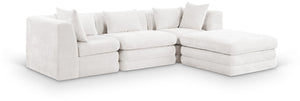 Meridian Furniture Stellar Four Piece Modular Sectional Soft Chenille Upholstery for Open Living Rooms 608Cream-Sec4A