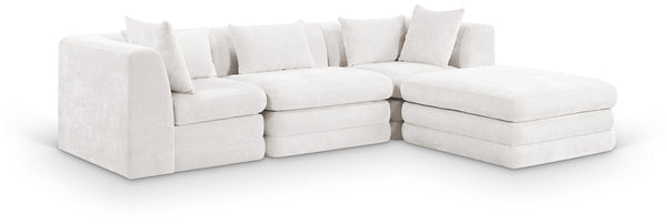 Meridian Furniture Stellar Four Piece Modular Sectional Soft Chenille Upholstery for Open Living Rooms 608Cream-Sec4A