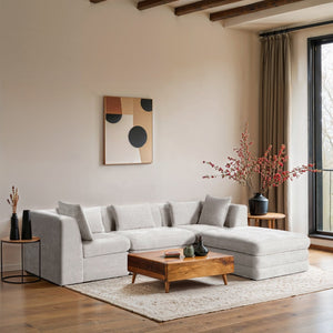 Meridian Furniture Stellar Four Piece Modular Sectional Soft Chenille Upholstery for Open Living Rooms 608Cream-Sec4A