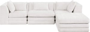 Meridian Furniture Stellar Four Piece Modular Sectional Soft Chenille Upholstery for Open Living Rooms 608Cream-Sec4A