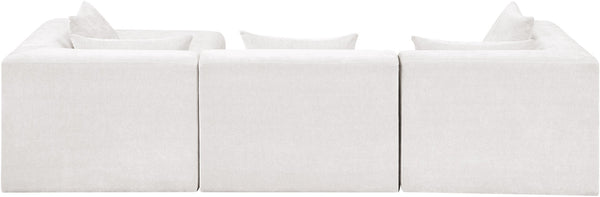 Meridian Furniture Stellar Four Piece Modular Sectional Soft Chenille Upholstery for Open Living Rooms 608Cream-Sec4A