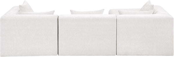Meridian Furniture Stellar Four Piece Modular Sectional Soft Chenille Upholstery for Open Living Rooms 608Cream-Sec4A