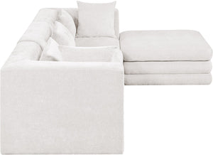 Meridian Furniture Stellar Four Piece Modular Sectional Soft Chenille Upholstery for Open Living Rooms 608Cream-Sec4A