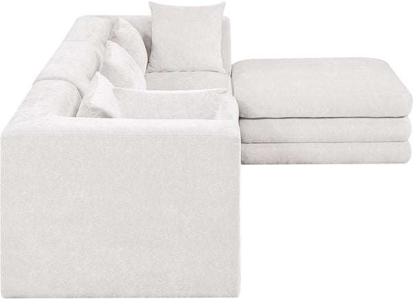 Meridian Furniture Stellar Four Piece Modular Sectional Soft Chenille Upholstery for Open Living Rooms 608Cream-Sec4A