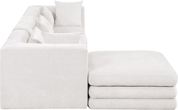 Meridian Furniture Stellar Four Piece Modular Sectional Soft Chenille Upholstery for Open Living Rooms 608Cream-Sec4A