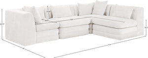 Meridian Furniture Stellar Four Piece Modular Sectional Plush Chenille Upholstery for Spacious Living Rooms 608Cream-Sec4B