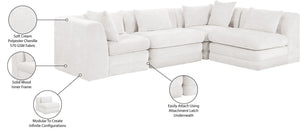 Meridian Furniture Stellar Four Piece Modular Sectional Plush Chenille Upholstery for Spacious Living Rooms 608Cream-Sec4B