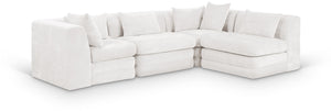 Meridian Furniture Stellar Four Piece Modular Sectional Plush Chenille Upholstery for Spacious Living Rooms 608Cream-Sec4B