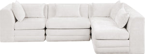 Meridian Furniture Stellar Four Piece Modular Sectional Plush Chenille Upholstery for Spacious Living Rooms 608Cream-Sec4B