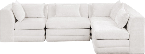 Meridian Furniture Stellar Four Piece Modular Sectional Plush Chenille Upholstery for Spacious Living Rooms 608Cream-Sec4B