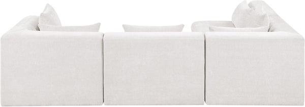 Meridian Furniture Stellar Four Piece Modular Sectional Plush Chenille Upholstery for Spacious Living Rooms 608Cream-Sec4B