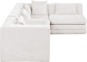 Meridian Furniture Stellar Four Piece Modular Sectional Plush Chenille Upholstery for Spacious Living Rooms 608Cream-Sec4B