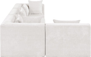 Meridian Furniture Stellar Four Piece Modular Sectional Plush Chenille Upholstery for Spacious Living Rooms 608Cream-Sec4B