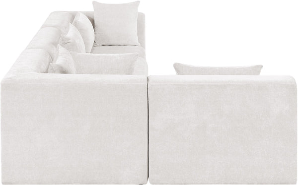 Meridian Furniture Stellar Four Piece Modular Sectional Plush Chenille Upholstery for Spacious Living Rooms 608Cream-Sec4B