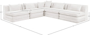 Meridian Furniture Stellar Five Piece Modular Sectional Plush Chenille Cloud Sofa for Living Rooms 608Cream-Sec5B