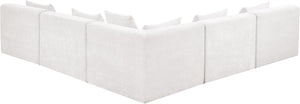 Meridian Furniture Stellar Five Piece Modular Sectional Plush Chenille Cloud Sofa for Living Rooms 608Cream-Sec5B