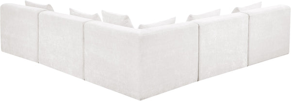 Meridian Furniture Stellar Five Piece Modular Sectional Plush Chenille Cloud Sofa for Living Rooms 608Cream-Sec5B