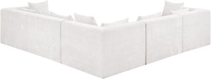Meridian Furniture Stellar Five Piece Chenille Modular Sectional Plush Cloud Comfort for Living Rooms 608Cream-Sec5C