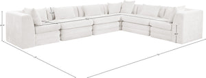 Meridian Furniture Stellar Six Piece Modular Sectional Plush Chenille Lounge Sofa for Large Living Rooms 608Cream-Sec6A