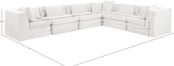 Meridian Furniture Stellar Six Piece Modular Sectional Plush Chenille Lounge Sofa for Large Living Rooms 608Cream-Sec6A