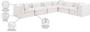 Meridian Furniture Stellar Six Piece Modular Sectional Plush Chenille Lounge Sofa for Large Living Rooms 608Cream-Sec6A