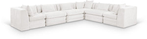 Meridian Furniture Stellar Six Piece Modular Sectional Plush Chenille Lounge Sofa for Large Living Rooms 608Cream-Sec6A
