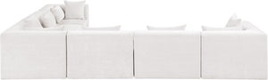 Meridian Furniture Stellar Six Piece Modular Sectional Plush Chenille Lounge Sofa for Large Living Rooms 608Cream-Sec6A