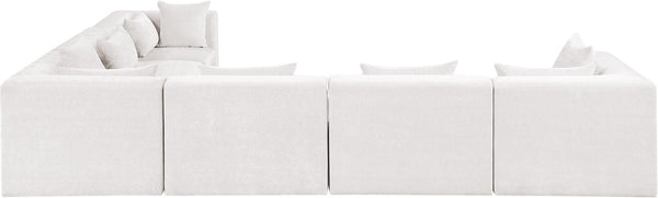 Meridian Furniture Stellar Six Piece Modular Sectional Plush Chenille Lounge Sofa for Large Living Rooms 608Cream-Sec6A