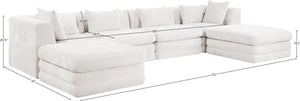 Meridian Furniture Stellar Six Piece Chenille Modular Sectional Plush Upholstered Sofa for Large Living Rooms 608Cream-Sec6B