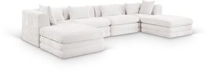 Meridian Furniture Stellar Six Piece Chenille Modular Sectional Plush Upholstered Sofa for Large Living Rooms 608Cream-Sec6B