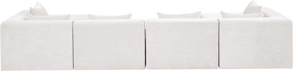 Meridian Furniture Stellar Six Piece Chenille Modular Sectional Plush Upholstered Sofa for Large Living Rooms 608Cream-Sec6B